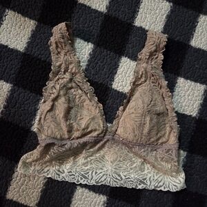 Aerie Lace Bralette - Tan and Cream